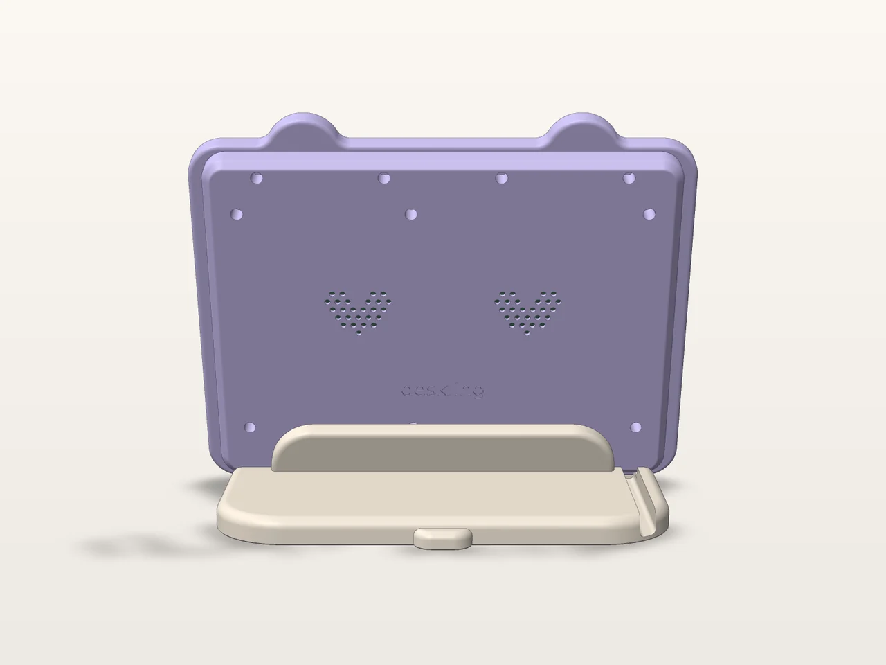 Back of the case with heart-shaped vents